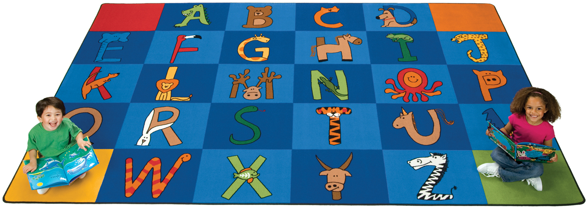 ABC educational rug with animal theme for preschool learning