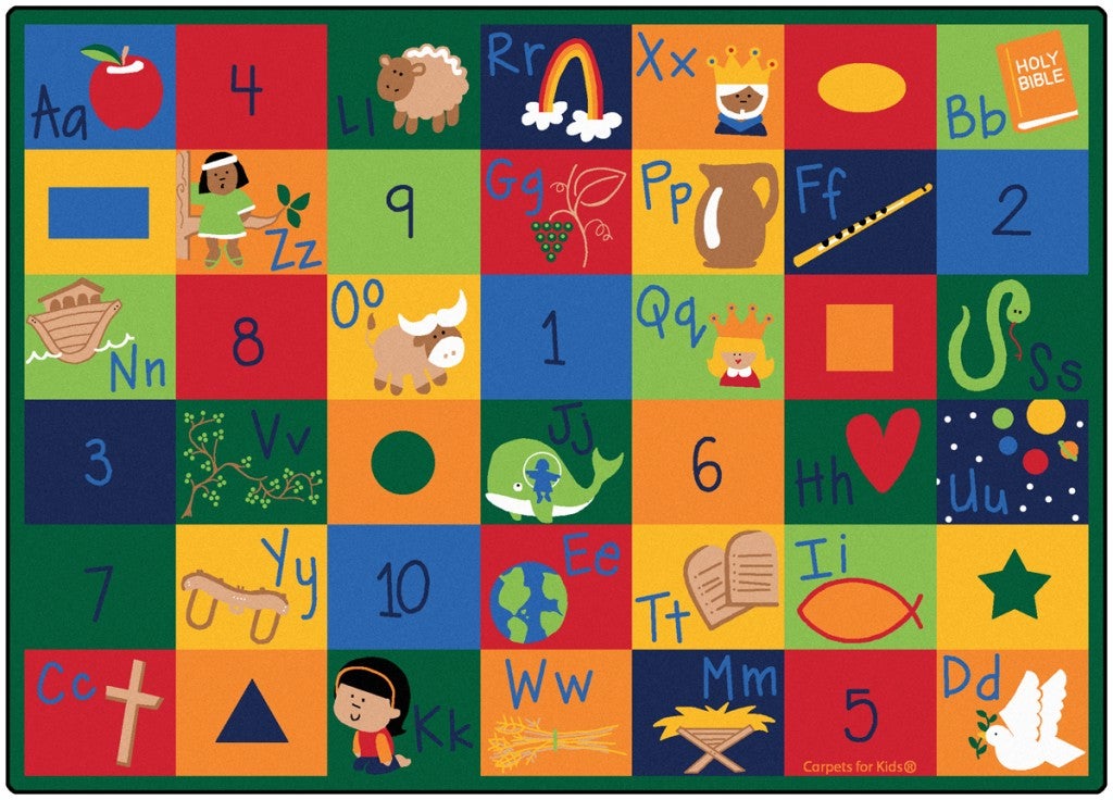 Details about   6' x 6' Bible Blocks Educational Rug For Schools Day Care  Kids Room. 